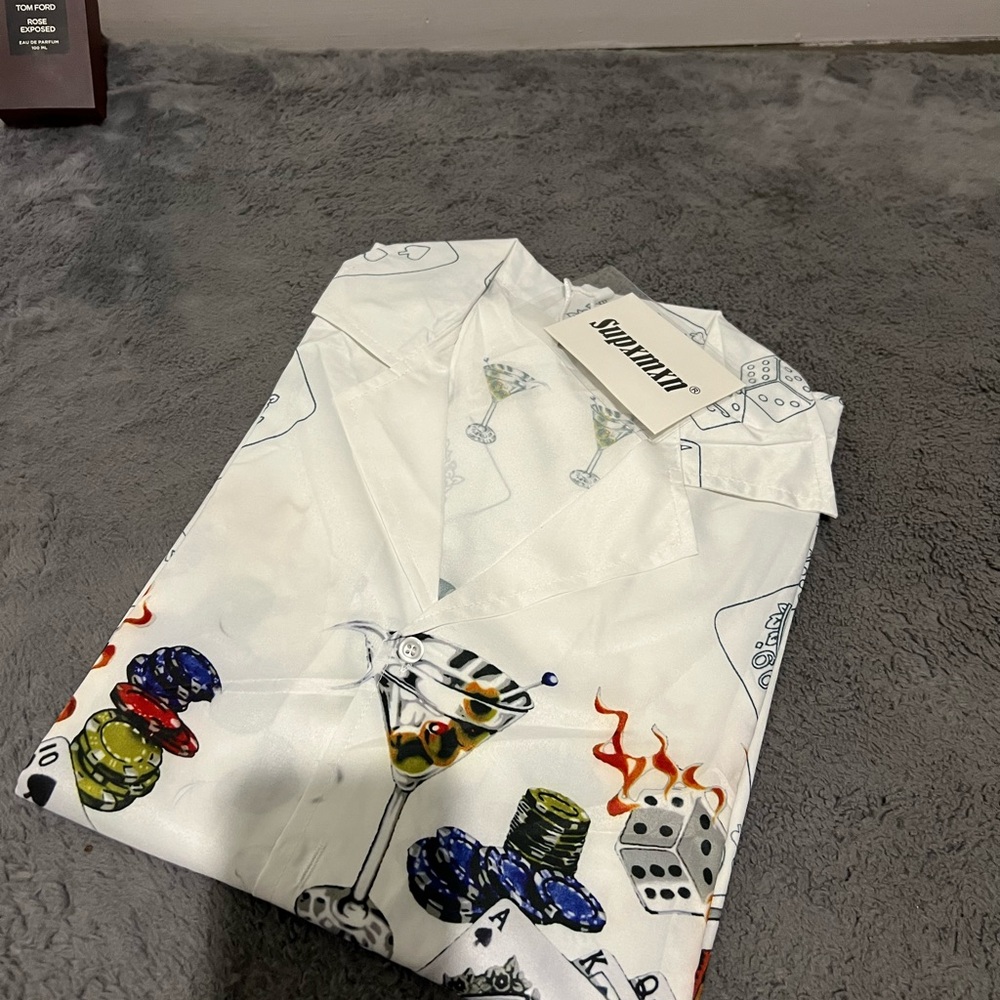 White Dice and Martini Print Shirt